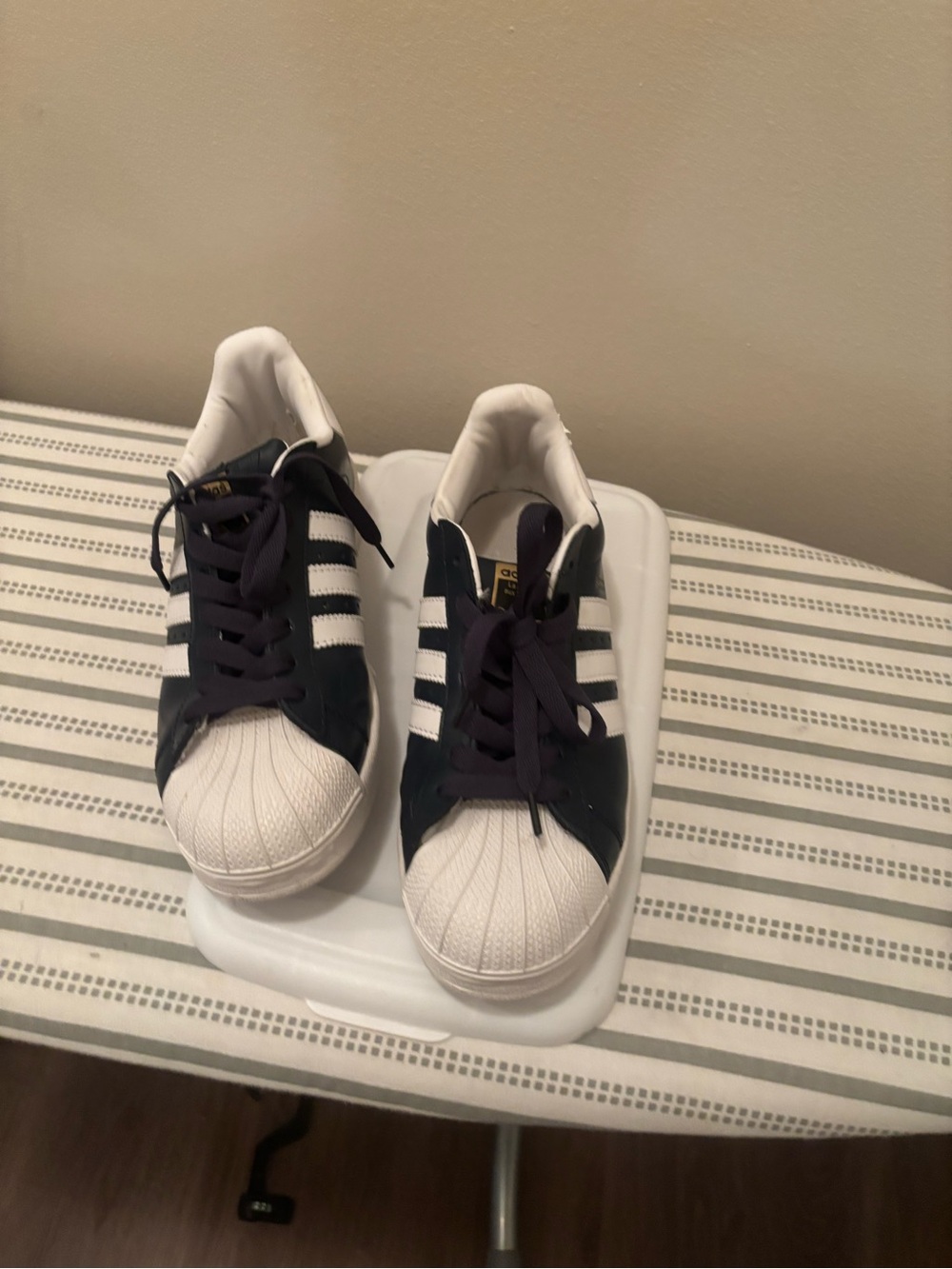 adidas Navy and White Shell-Toe Sneakers